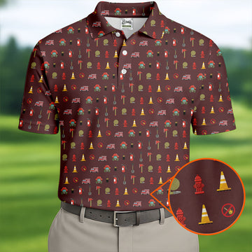 Fireman Patter Men's Funny Golf Shirts, Golf Tops For Men, Polo ShirtFor Men, Golf Shirts For Men