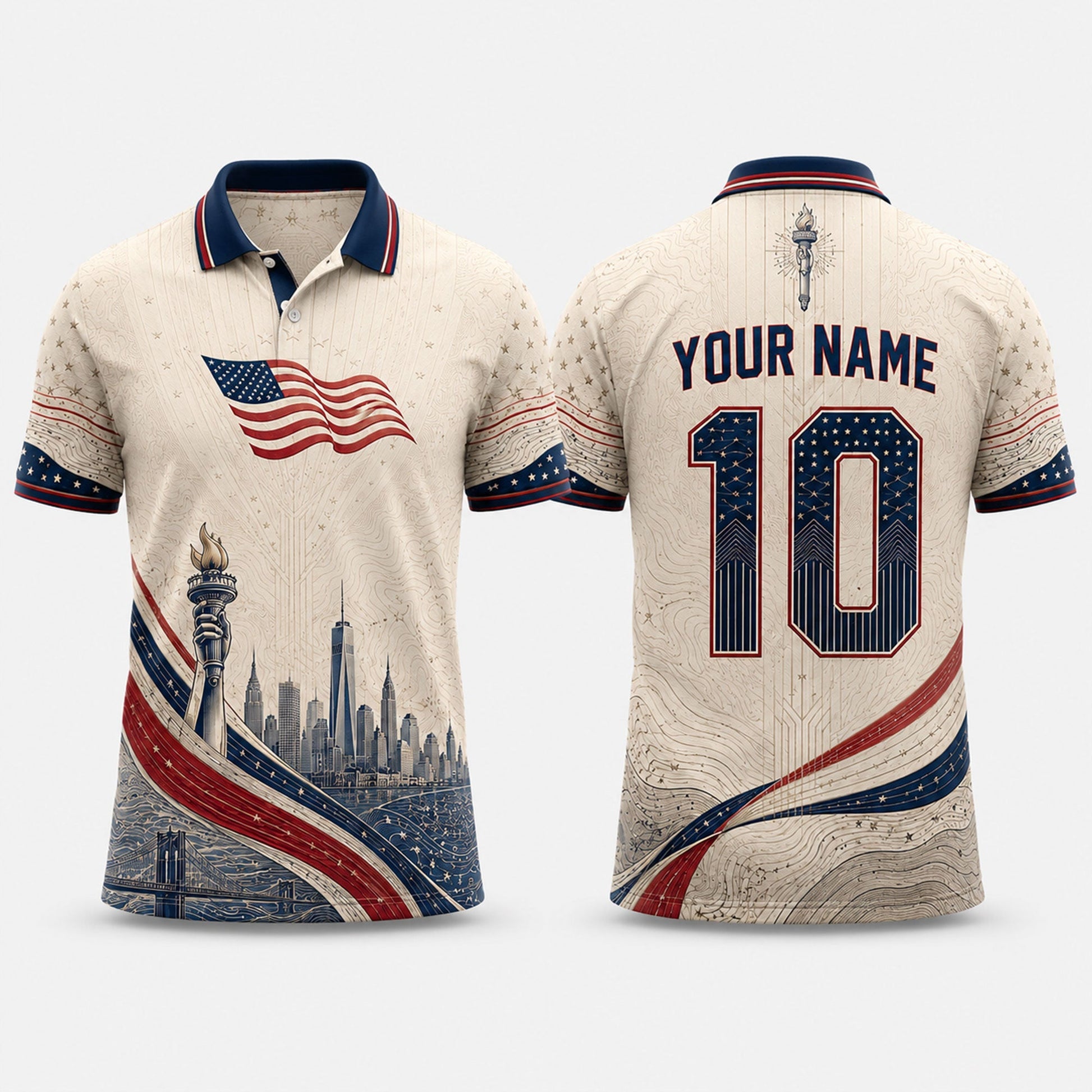 Red White Blue Fooball Shirt, V-Neck For Men Football Lover, American Soccer Fan Father's Day Presents