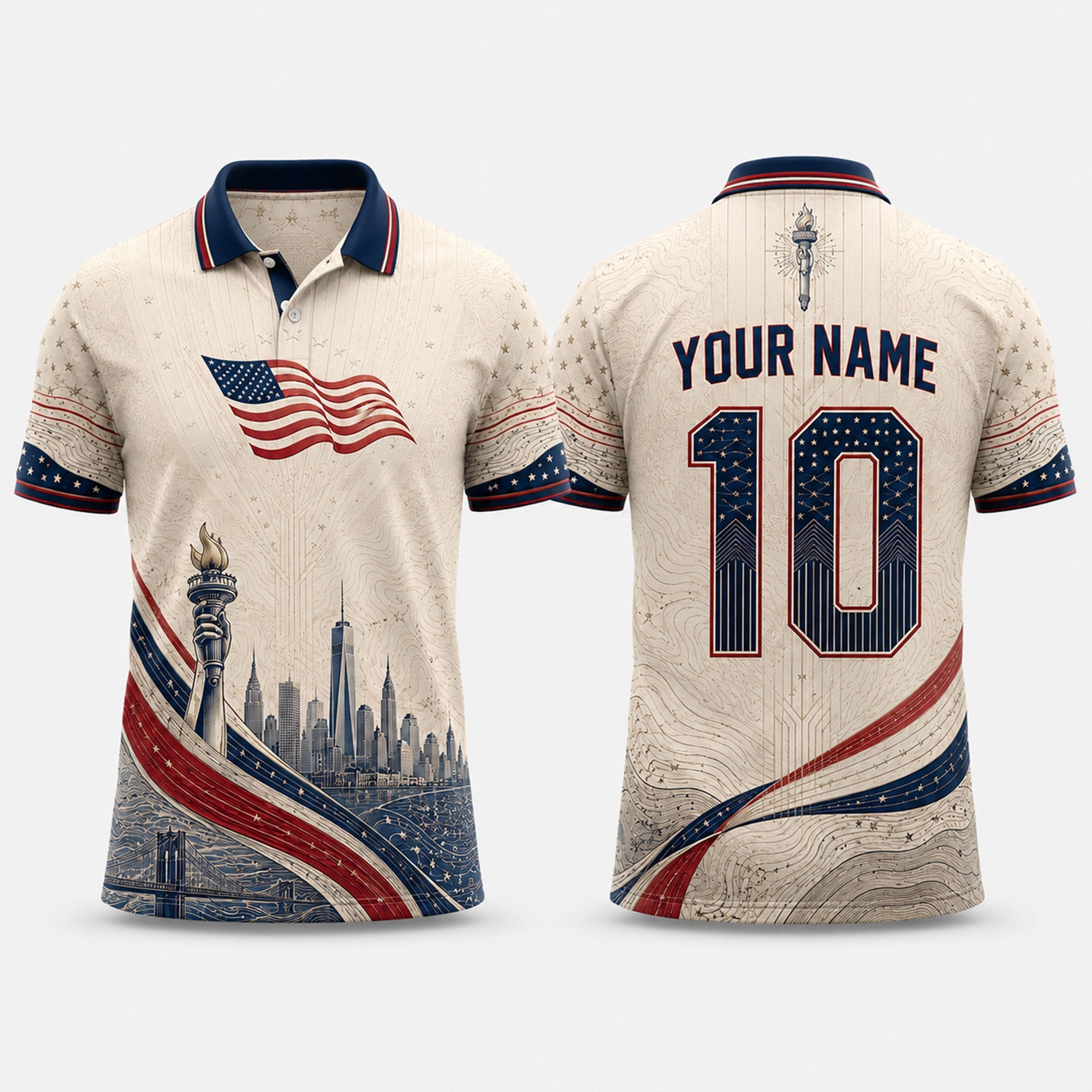 Red White Blue Fooball Shirt, V-Neck For Men Football Lover, American Soccer Fan Father's Day Presents