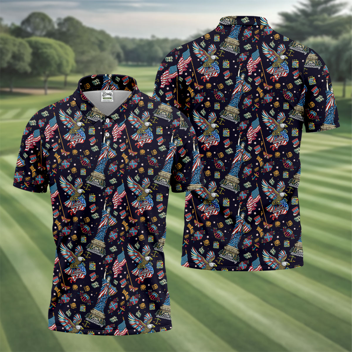 American History Culture Patriotic 4th Of July Golf Shirt, 250th Anniversary Golf Shirts For Men