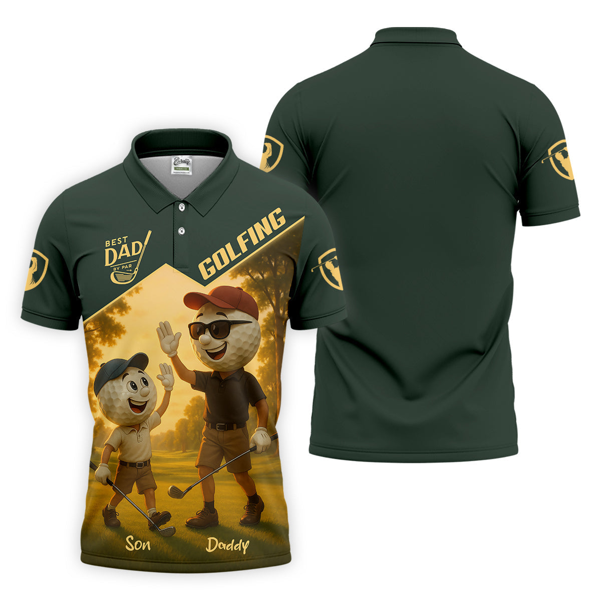 Best Dad By Par Personalized Men's Golf Polo ShirtDad Golf Gift, Christmas Golf Gift