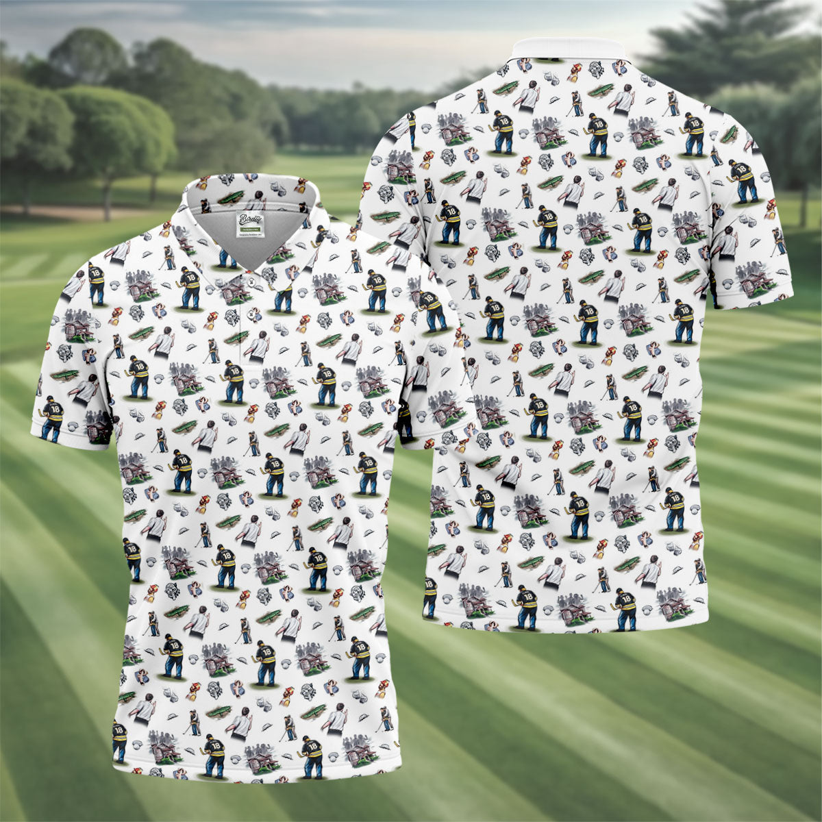 30th Anniversary Sport Movie Character Iconic Moments White Golf Shirt, Men's Funny Golf Shirts, Golf Shirts For Men