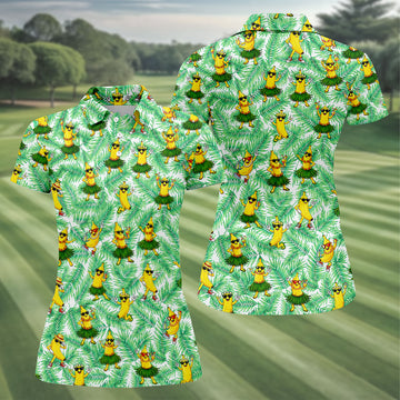 Funny Hula Banana Tropical Hawaiian Golf Shirt, Golf Polo For Women, Printed Golf Shirt
