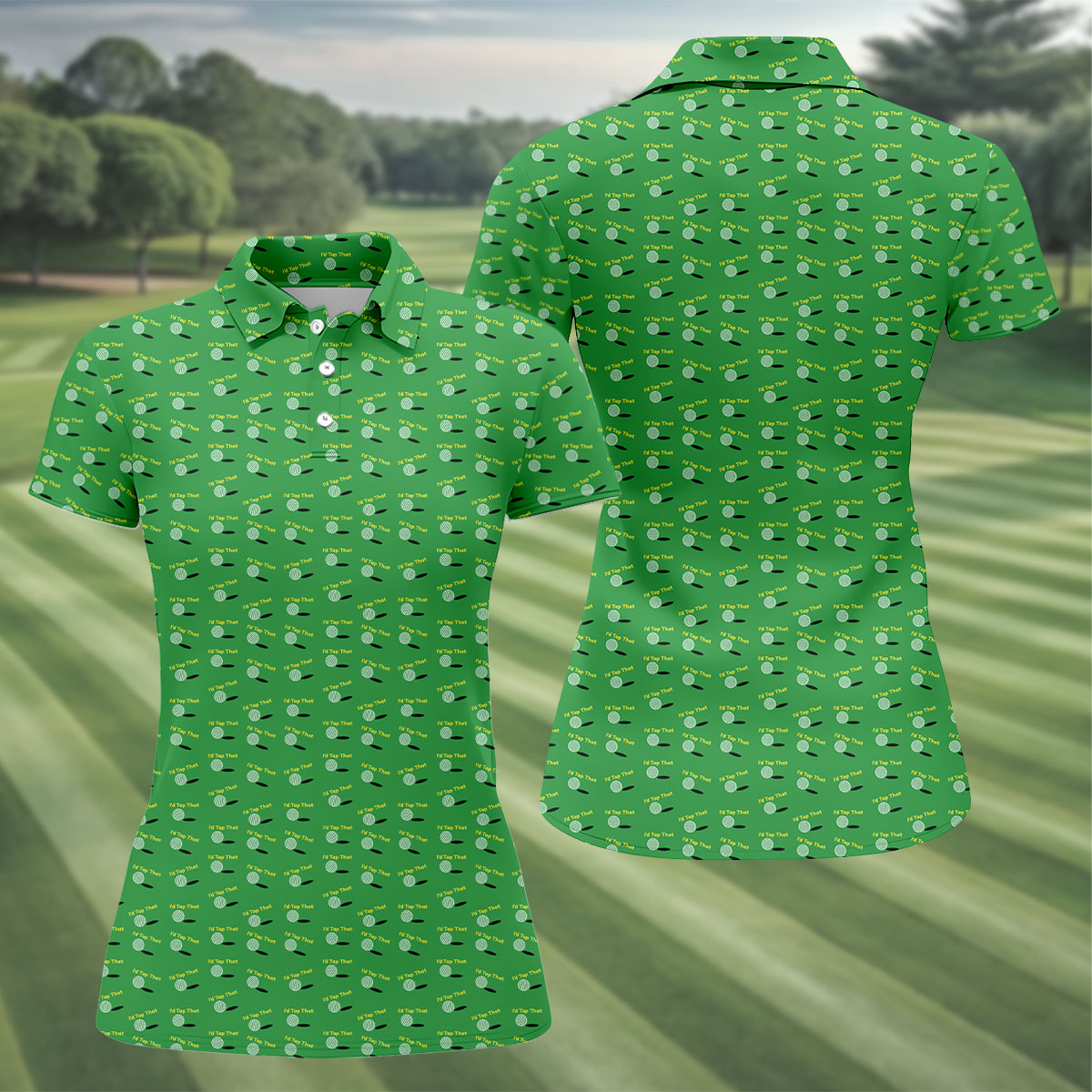 Funny Id Tap That Golf Ball Pattern Golf Shirt, Womens Golf Tops, Golf Polo For Women