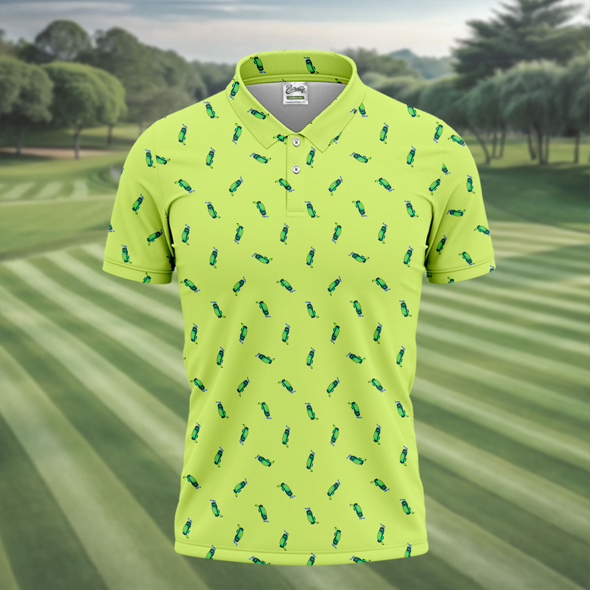 The Best Dad By Par Doodle Pattern Father's Day Golf Shirt, Golf Gift For Dad