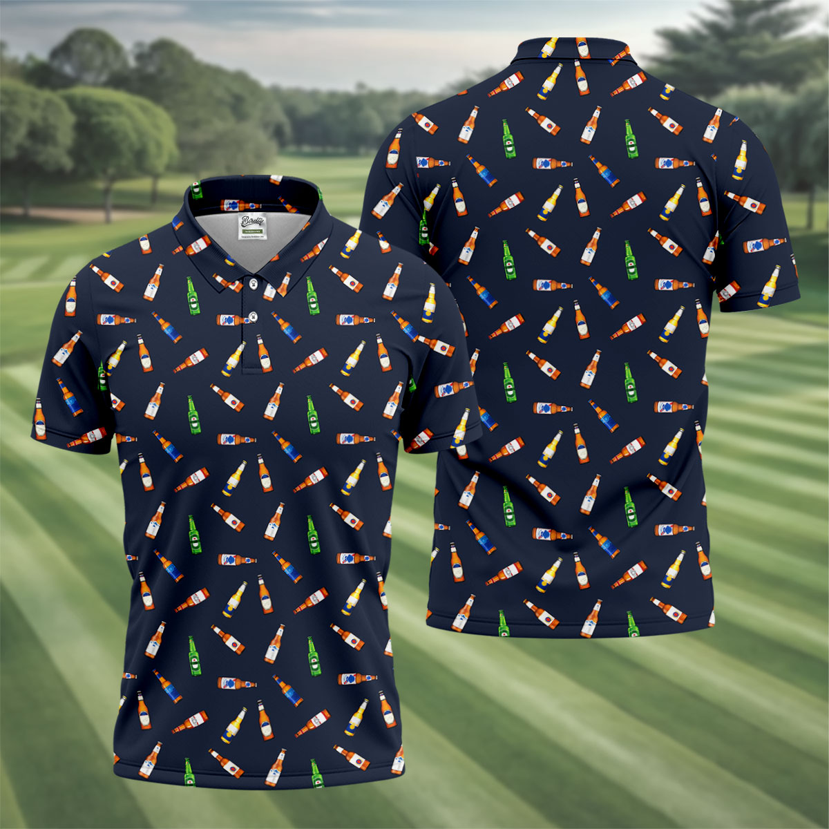 Funny Beer Bottle 19th Hole Men's Funny Golf Shirts, Golf Tops For Men, Golf Shirts For Men, Golfing Apparel