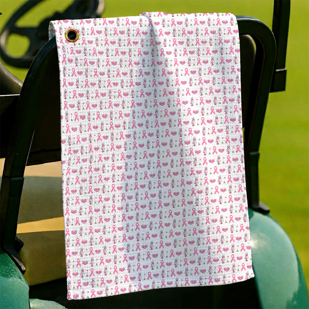 Breast Cancer Pattern Golf Towels, Pink Ribbon Golf Towel for Golf Lovers, Support Breast Cancer Awareness Gift