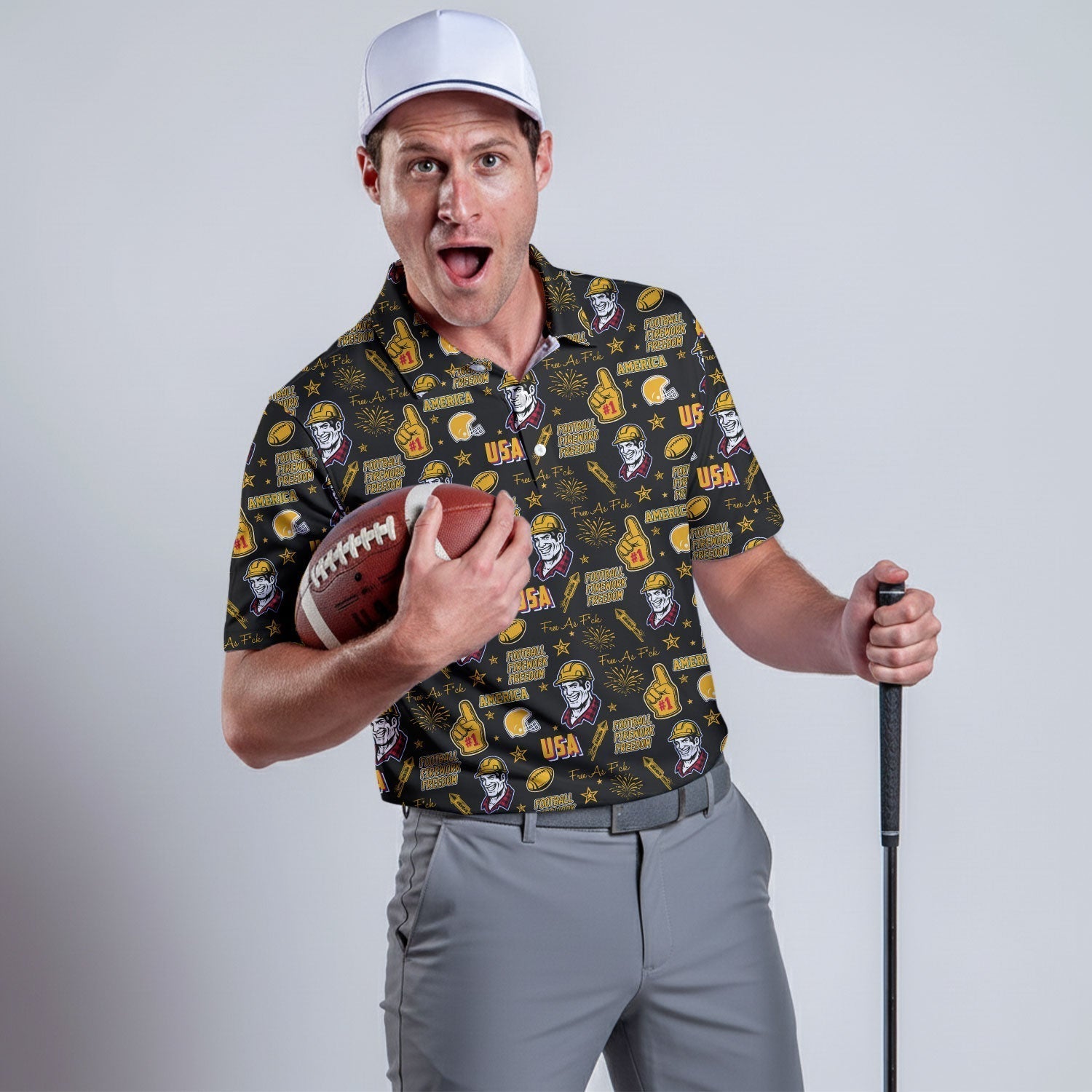 Steely McBeam American Patriotism Sport Polo, American Football League Gift Ideas For Football Fans