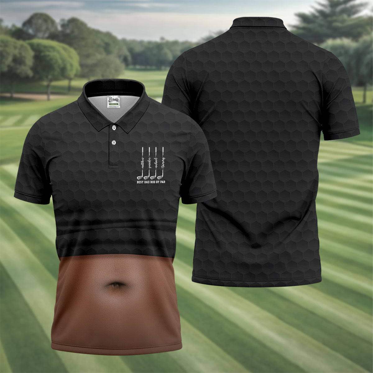 Best Dad Bod By Par Black Men's Funny Golf Polo Shirtr's Day Golf Shirt, Golf Gift For Dad