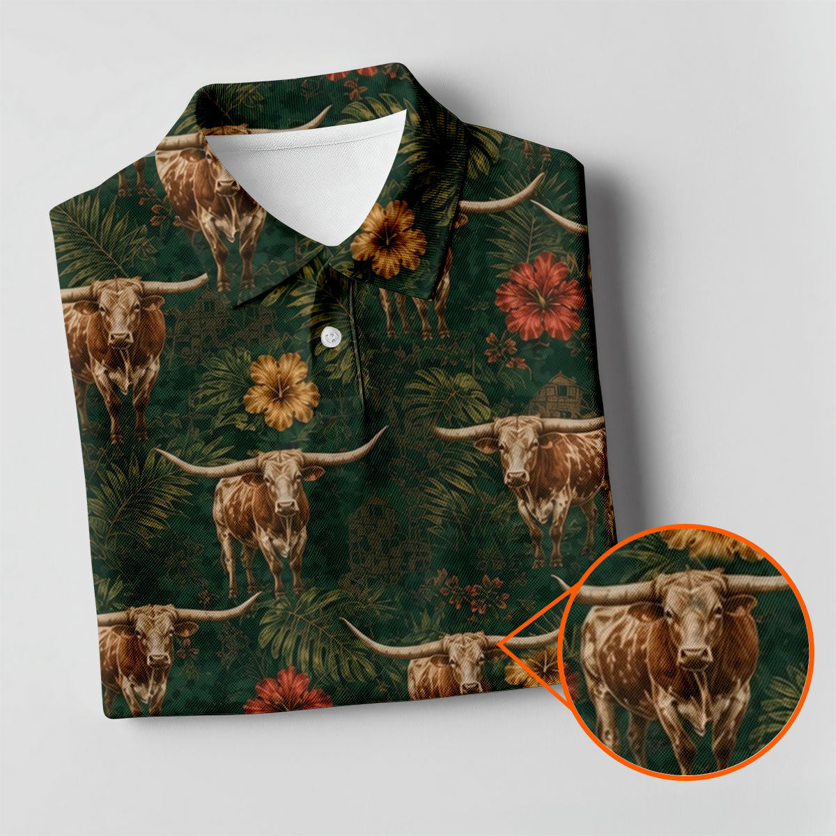 Texas Longhorn Tropical Pattern Golf Polo Shirt, Men's Golf Shirt, Hawaiian Golf Shirt