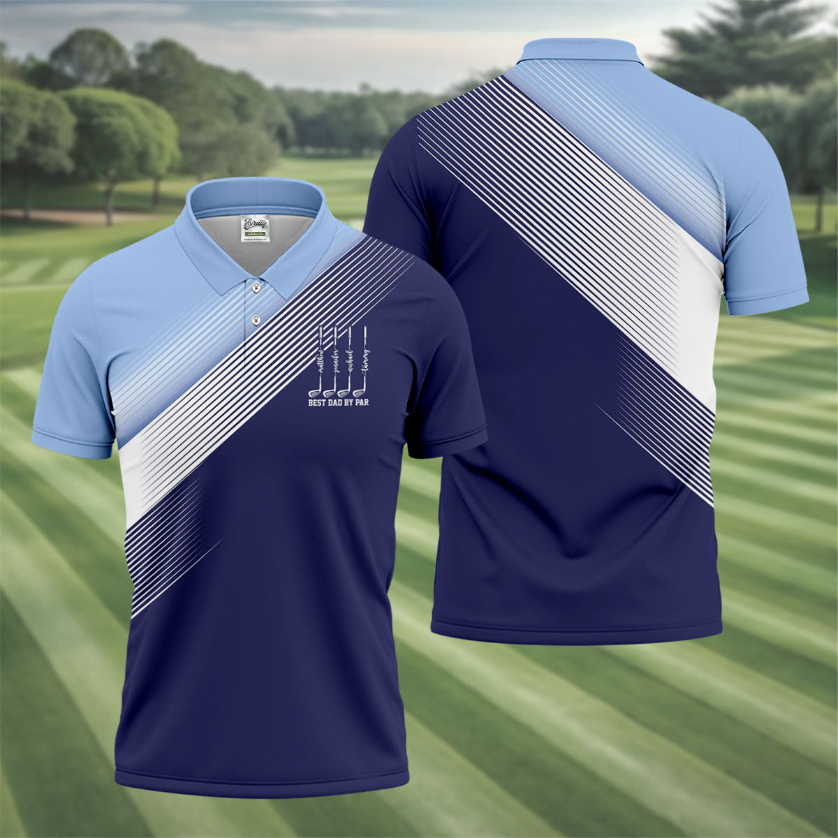 Best Dad By Par Diagonal Striped Father's Day Golf Shirt, Golf Gift For Dad, Polo Shirtor Men