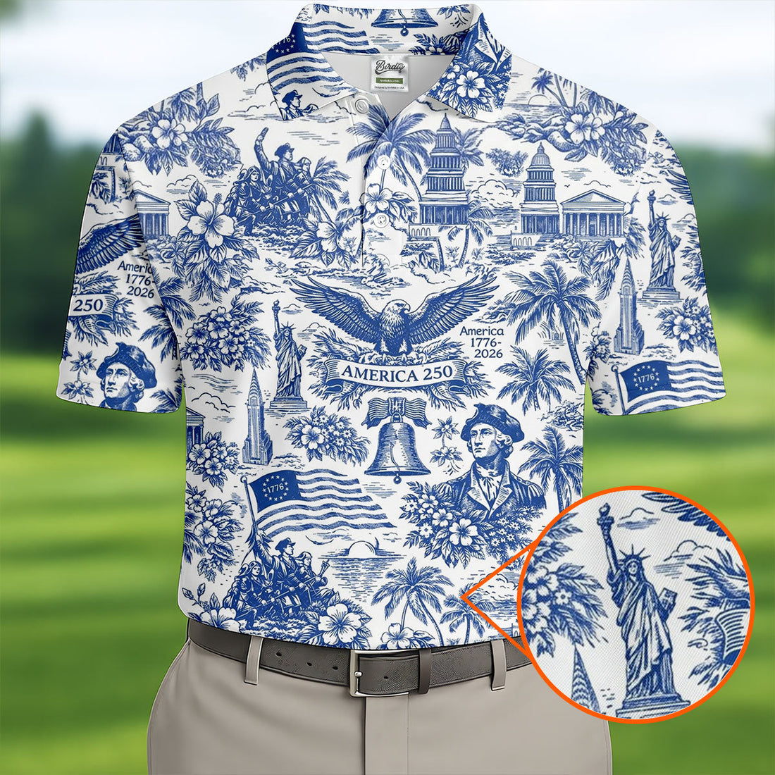 250 Years Of America Tropical Vibe Vintage Golf Shirt, Patriotic 4th Of July Golf Shirts For Men