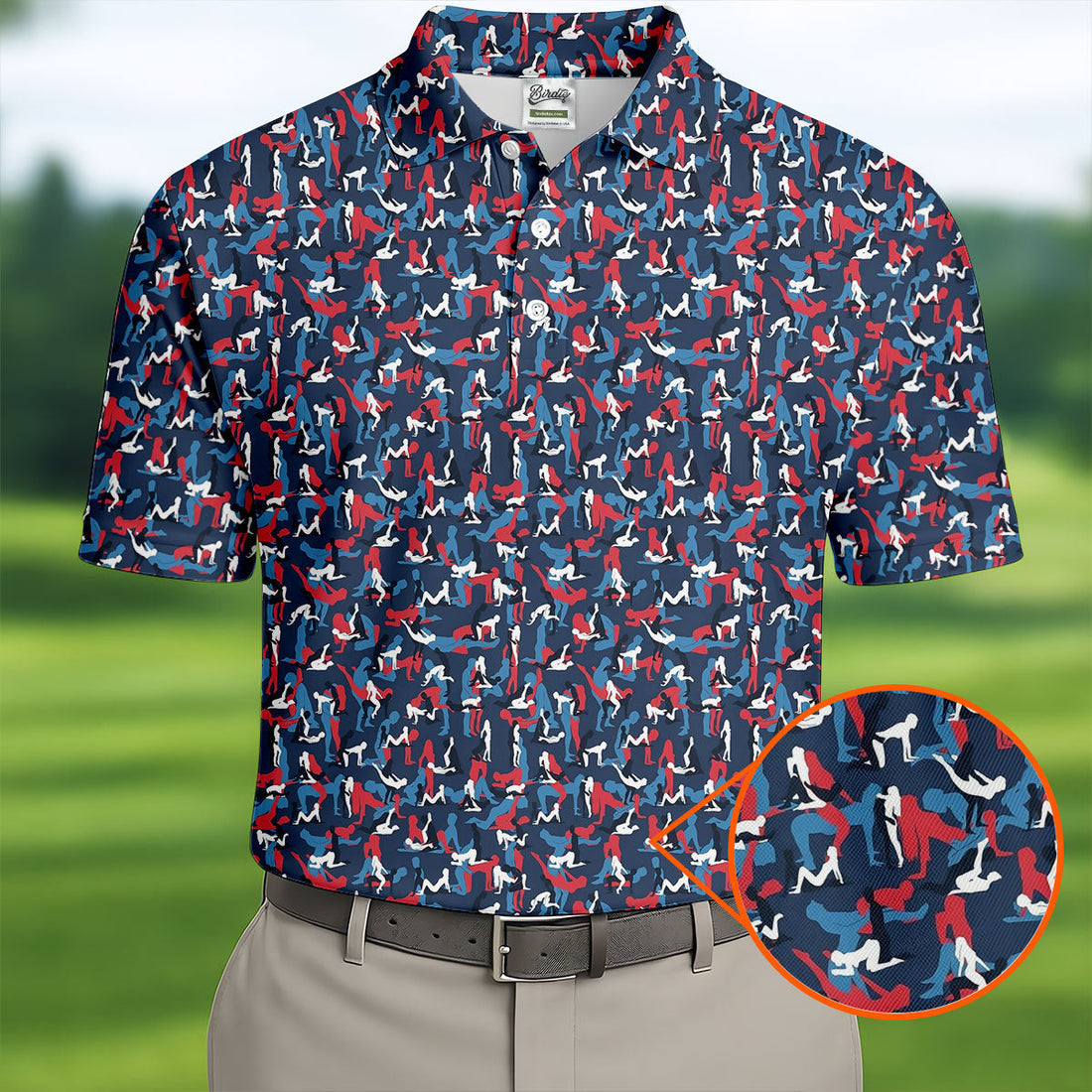 Naughty Position Dirty Humor Red White Blue 250th Anniversary Fun Golf Shirts For Men, Valentines Golf Gift