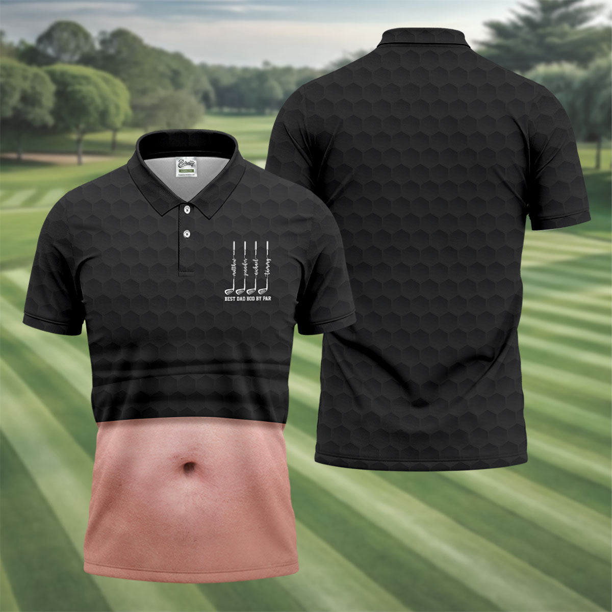 Best Dad Bod By Par Black Men's Funny Golf Polo Shirtr's Day Golf Shirt, Golf Gift For Dad