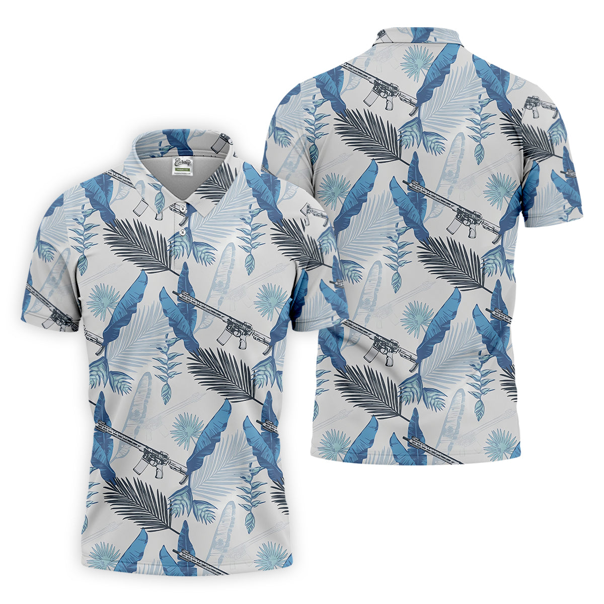 Blue Feather Golf Polo ShirtMens Golf Gift, Mens Tropical Shirts