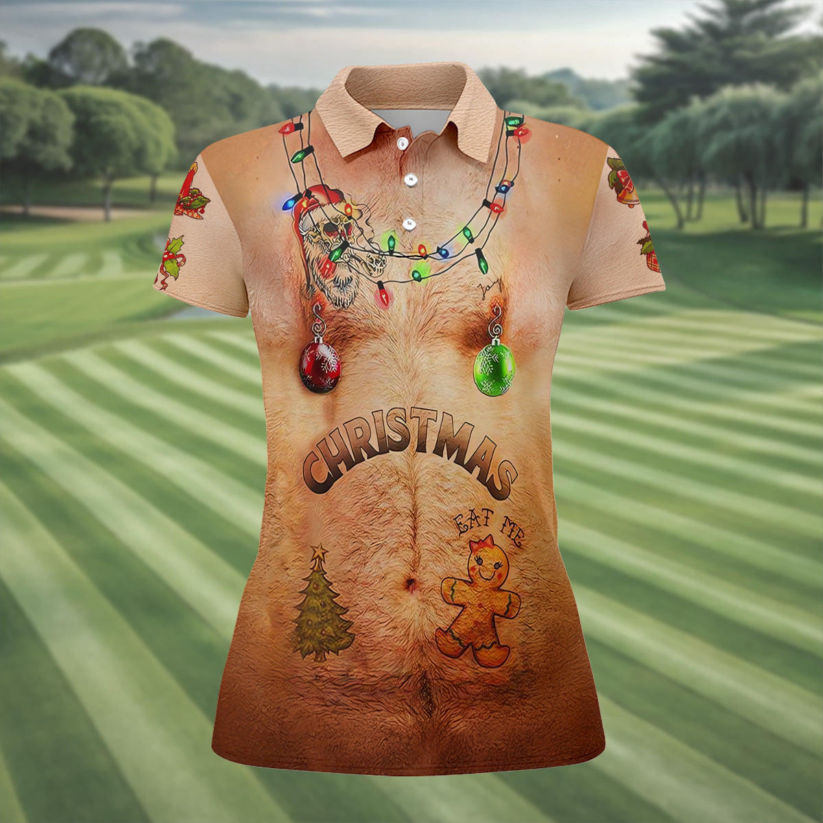 Eat Me Funny Christmas Golf Shirt, Fun Women's Golf Shirts, Unique Gift For Golfer, Ladies Golf Polos