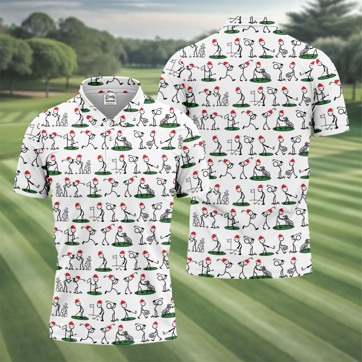 Funny Stickman Golf Pose Christmas Golf Shirt, Unique Gift For Golfer, Polo Shirts For Men