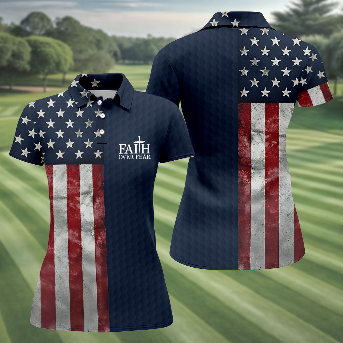 Faith Over Fear Patriotic Golf Shirt, 4th Of July Golf Shirt, 250 Celebration Golf Shirt For Women