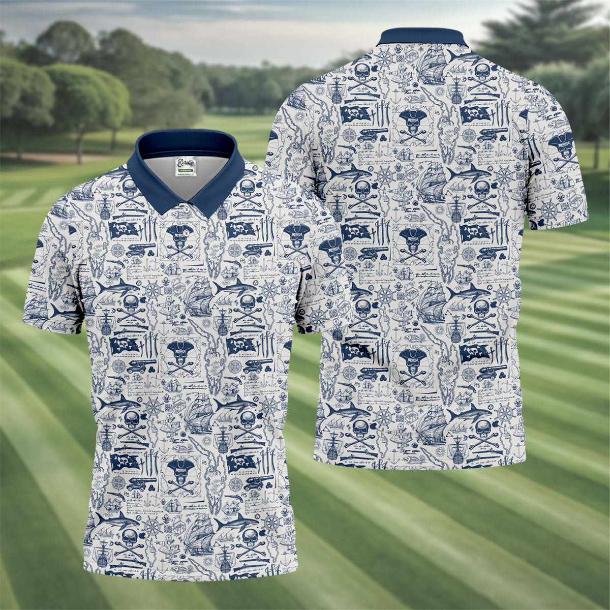 Skull Pirate Ocean Adventure Vintage Golf Shirt, Polo Shirt Men, Golf Shirts For Men