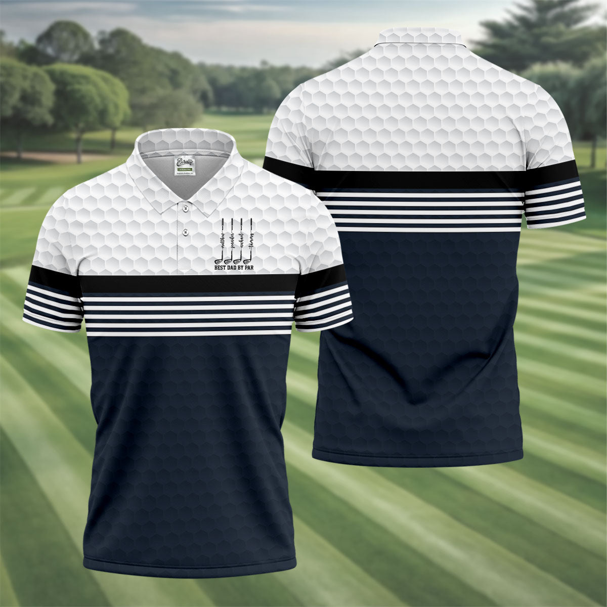 Best Dad By Par Golf Ball Pattern Father's Day Golf Shirt, Golf Gift For Dad, Polo Shirtor Men
