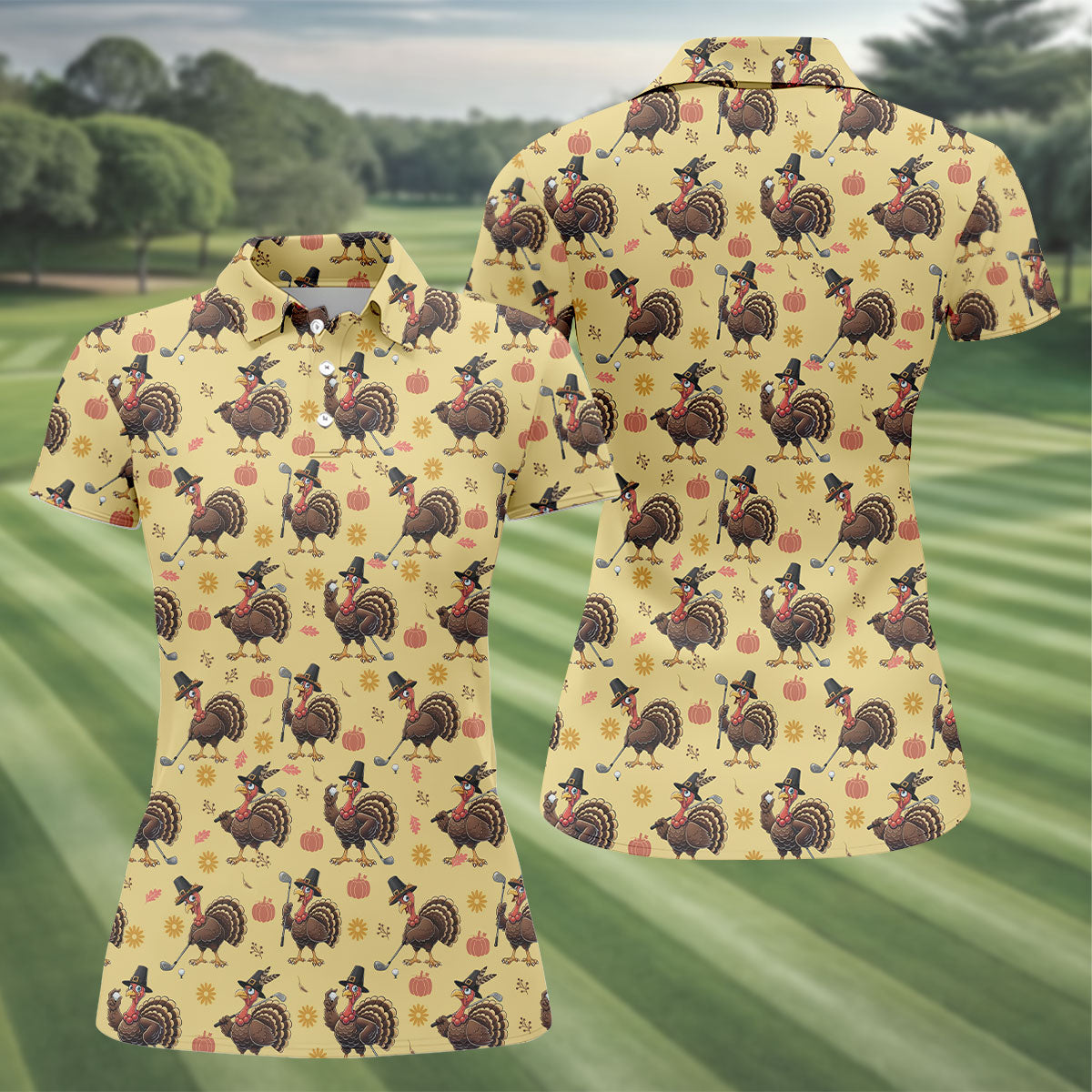 Turkey Thanksgiving Fun Women's Golf Shirts, Ladies Sleeveless Polo, Women's Polo Shirt