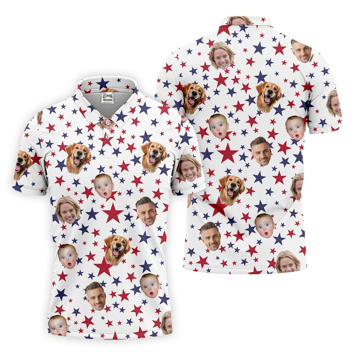 Custom Independence Days Shirts With Faces, 4th Of July Golf Polo, Men's Golf Polo ShirtIndependence Day Shirts