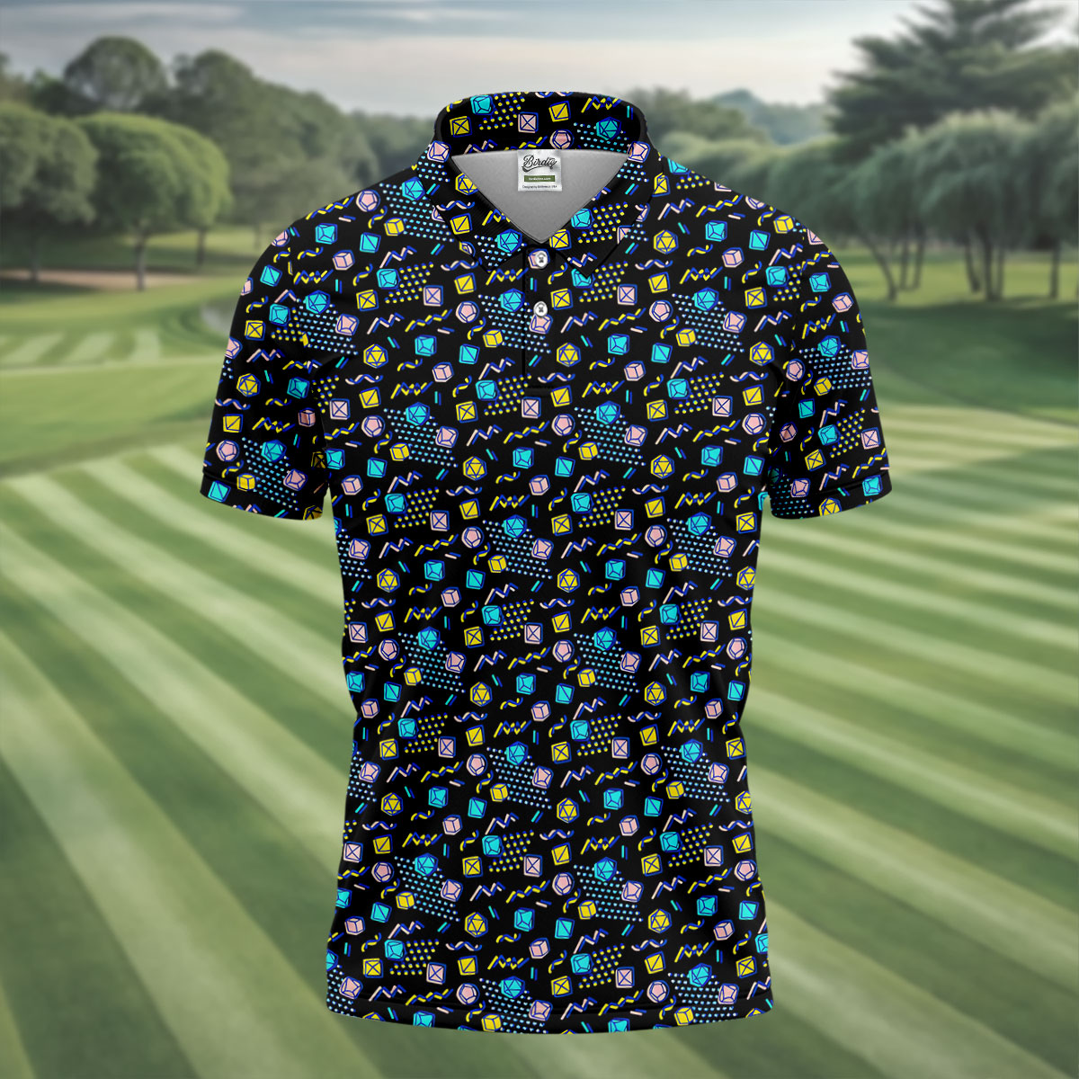 90s Dice Memphis Style Black Golf Shirt, Cute Golf Shirt, Polo ShirtFor Men, Golf Shirts For Men