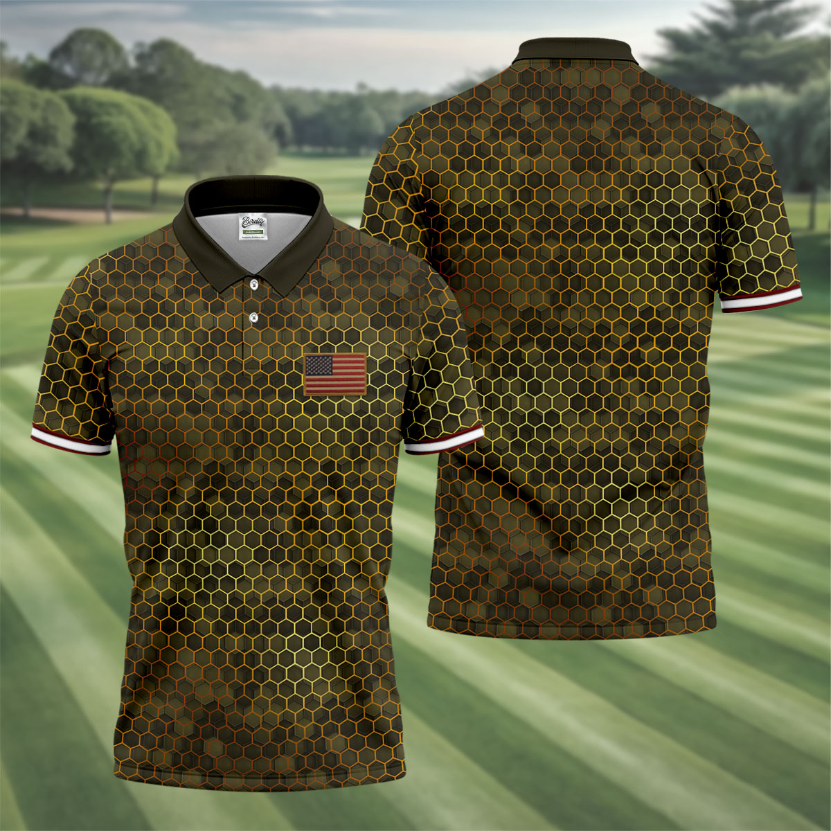 Hexagonal Camo Patriotic 4th Of July Golf Shirt, 250 Years Polo Shirtor Men