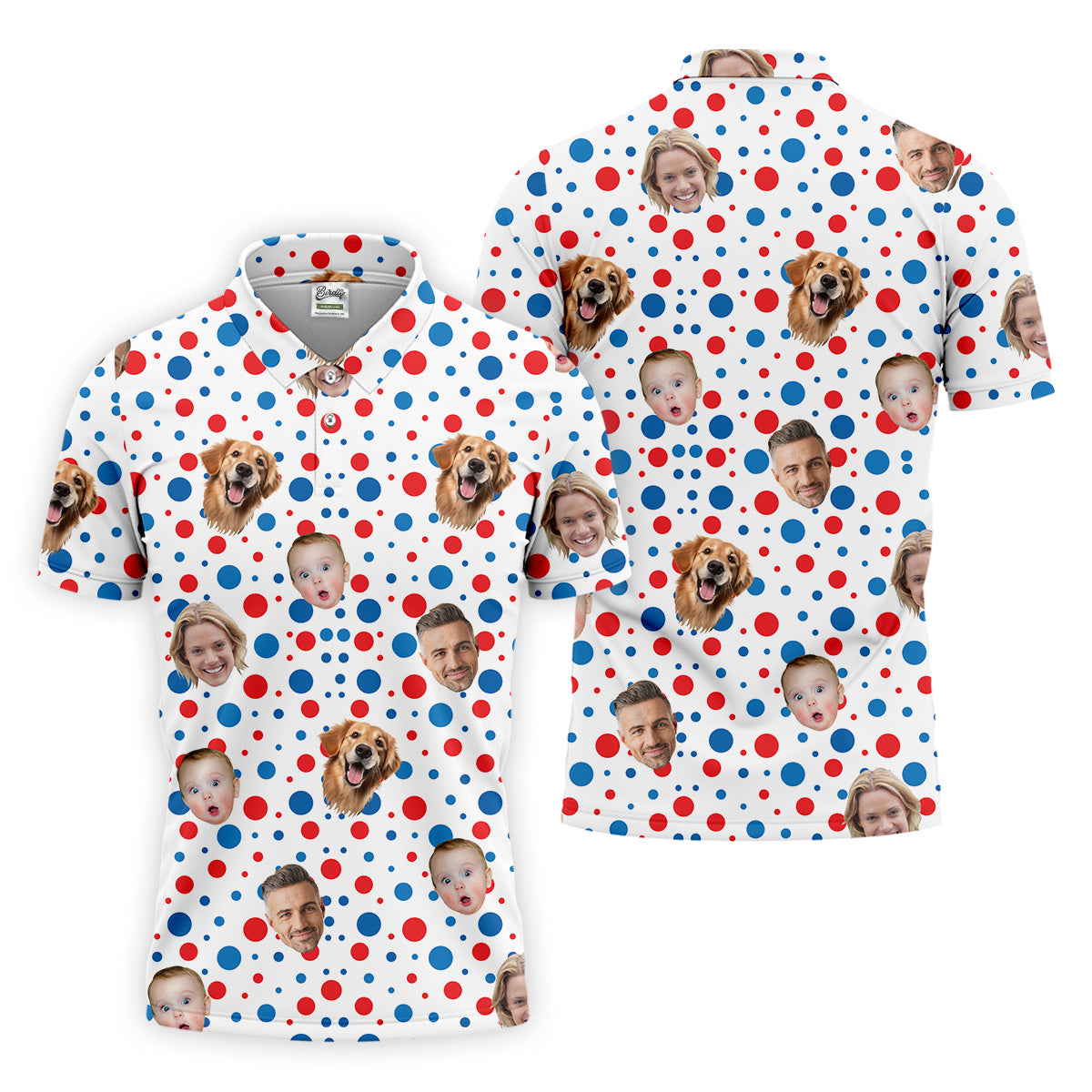 Custom Independence Days Shirts With Faces, Men's Fourth Of July Shirt, Men's Golf Polo Shirt