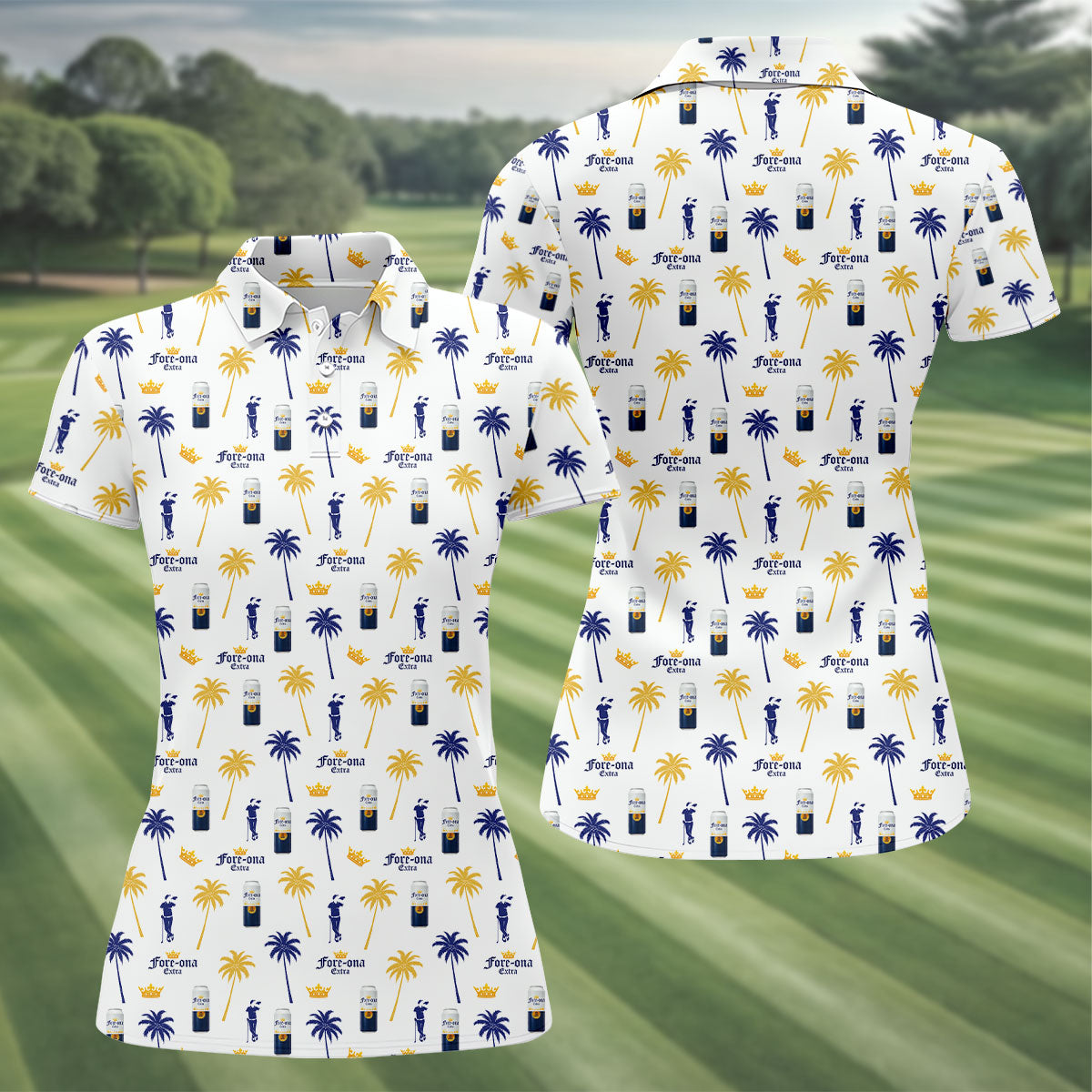 Fore-ona Extra Find Your Fairway Golfer Drinking Fun Women's Golf Shirts, Ladies Golf Shirts