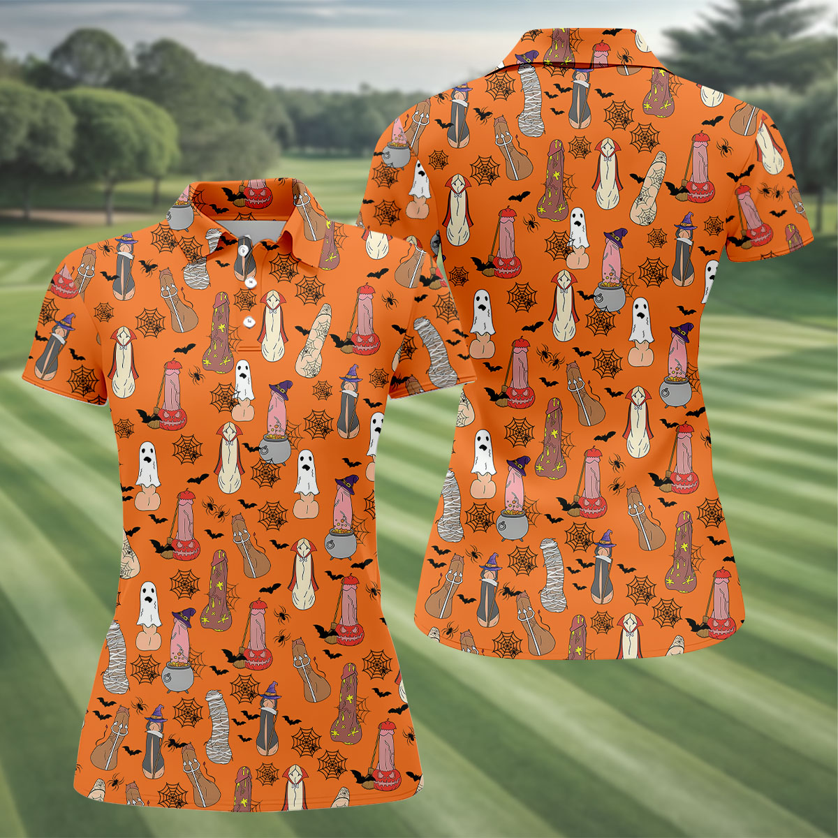 Funny Dirty Orange Halloween Golf Shirt, Funny Golf Shirts Women, Halloween Gift Idea, Ladies Golf Polos