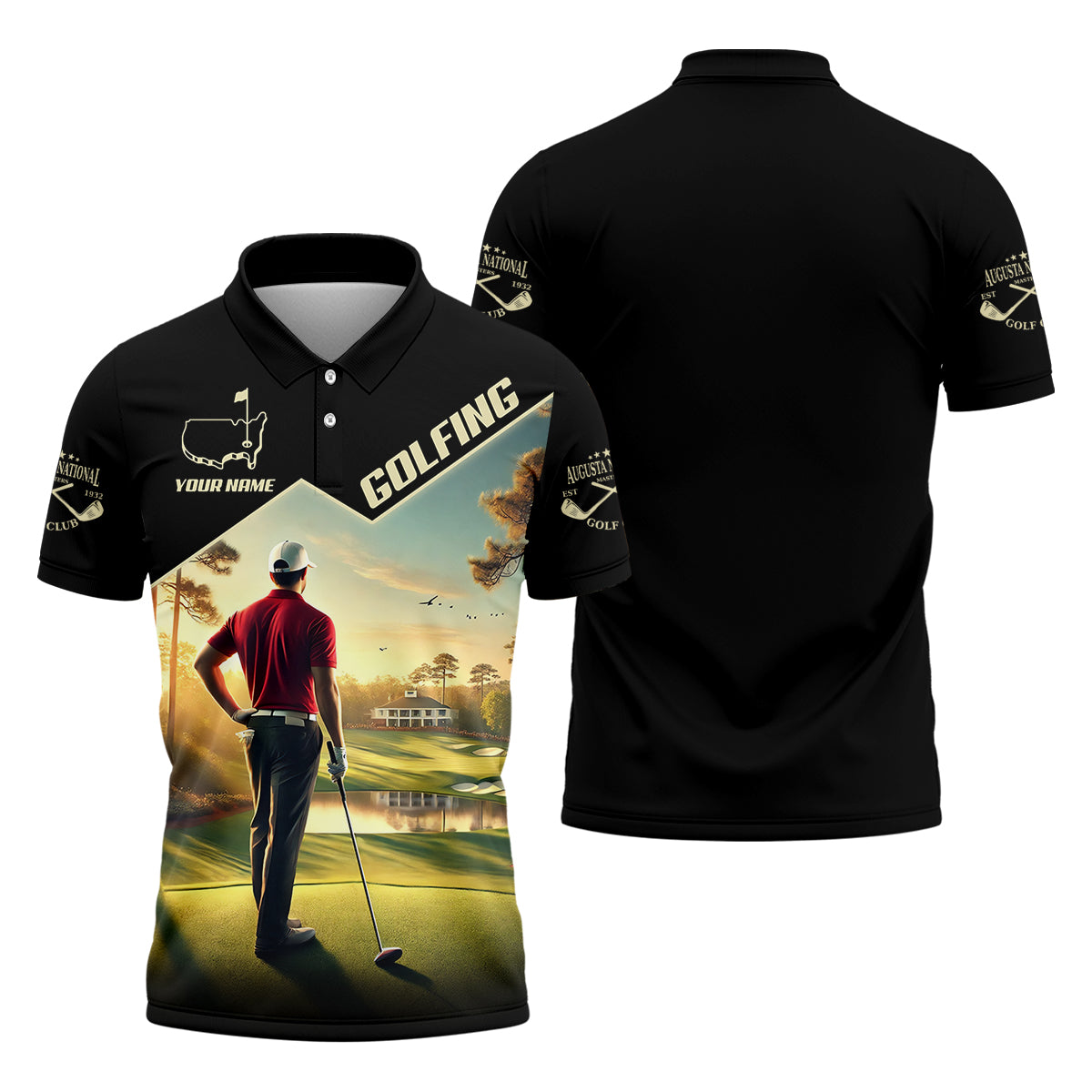Custom Augusta Golfer Men's Golf Polo ShirtGolfing Apparel, Mens Golf Gift, Funny Golf Polo Shirt