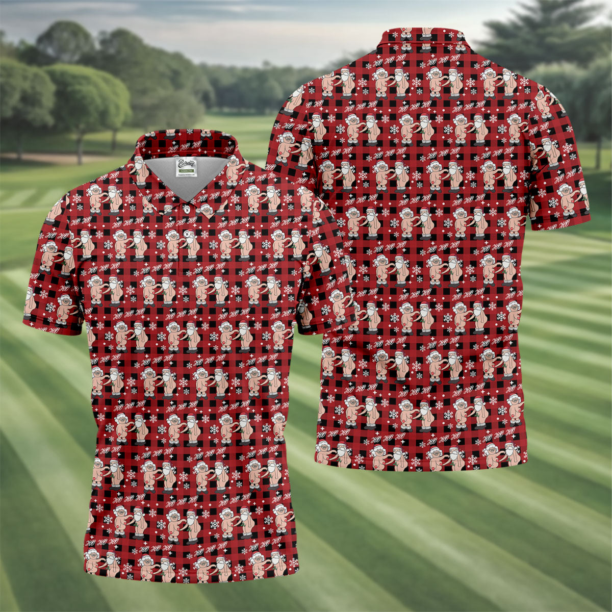Ho Ho Ho Naughty Couple Funny Santa Christmas Golf Shirt, Fun Golf Shirts For Men, Polo Shirtor Men