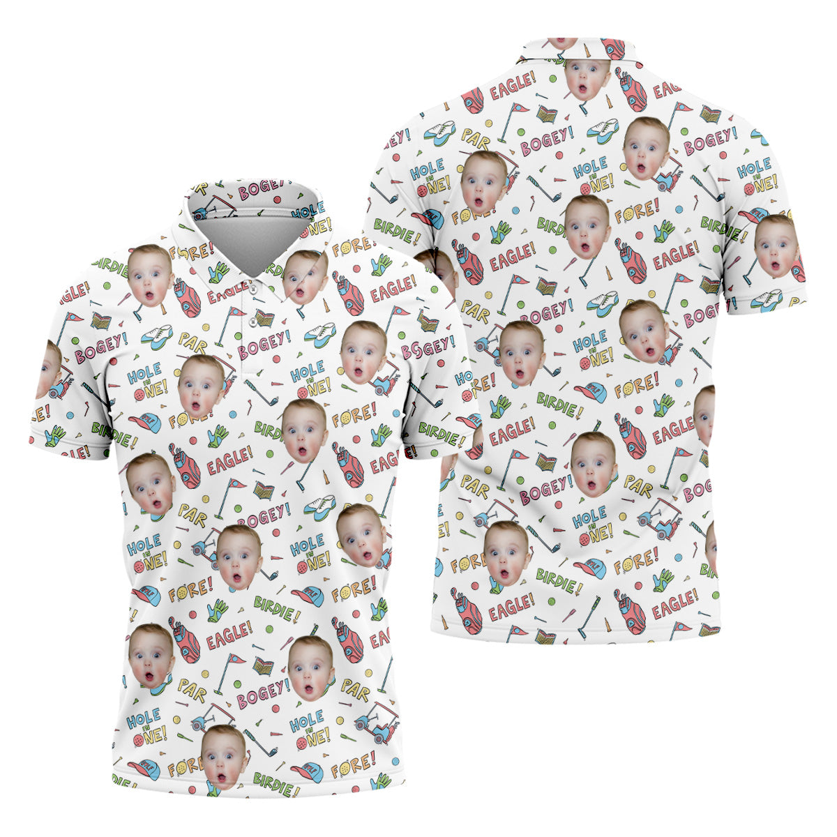 Custom Photo Shirt, Funny Golf Polo ShirtGolf Presents For Dad, Christmas Golf Gift