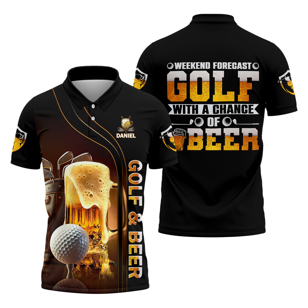 Weekend Forecast Golf With A Change Of Beer Custom Golf Polo Shirtens Golf Gift, Golf Lover Gift