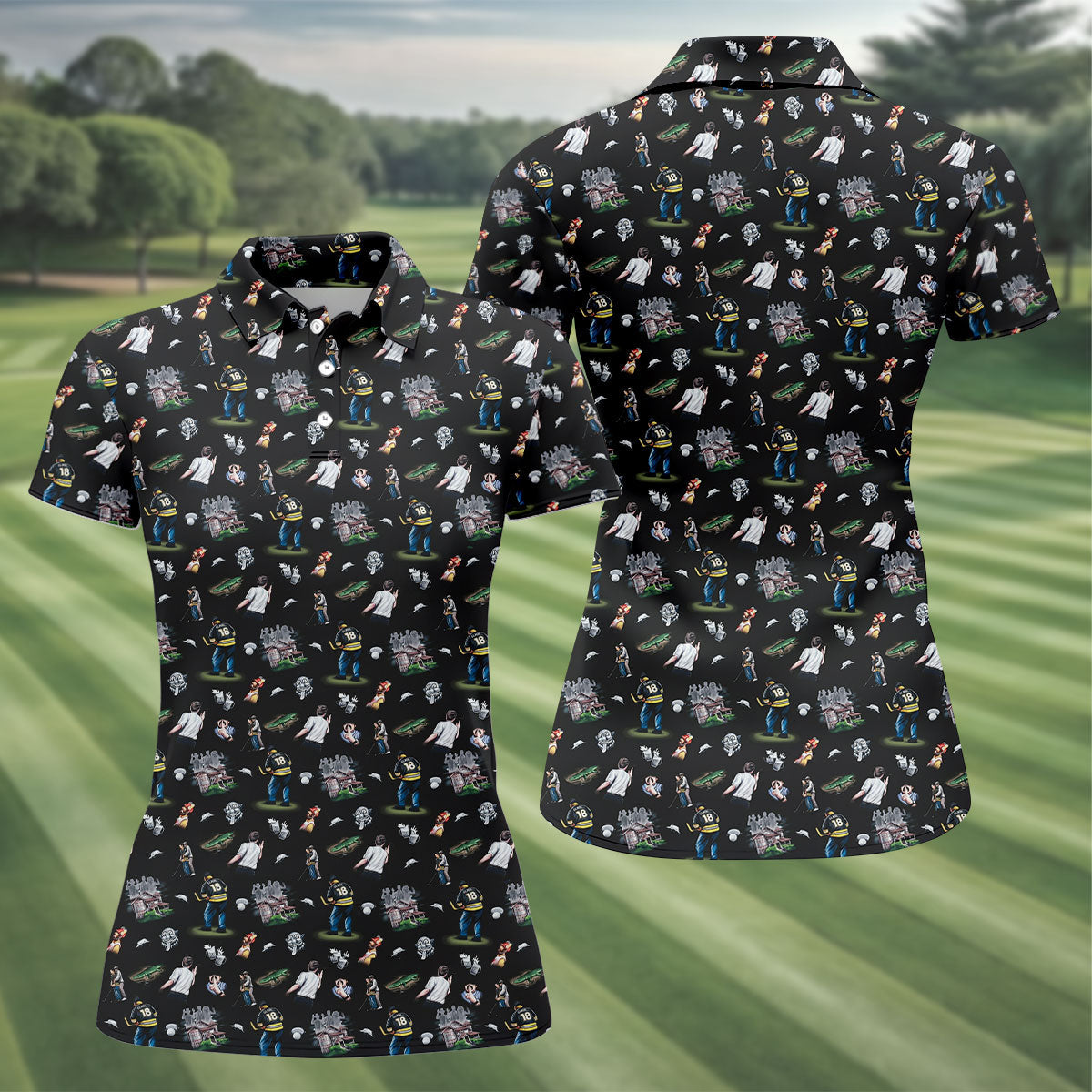 30th Anniversary Sport Movie Character Iconic Moments Black Golf Shirt, Fun Women's Golf Shirts, Ladies Golf Shirt