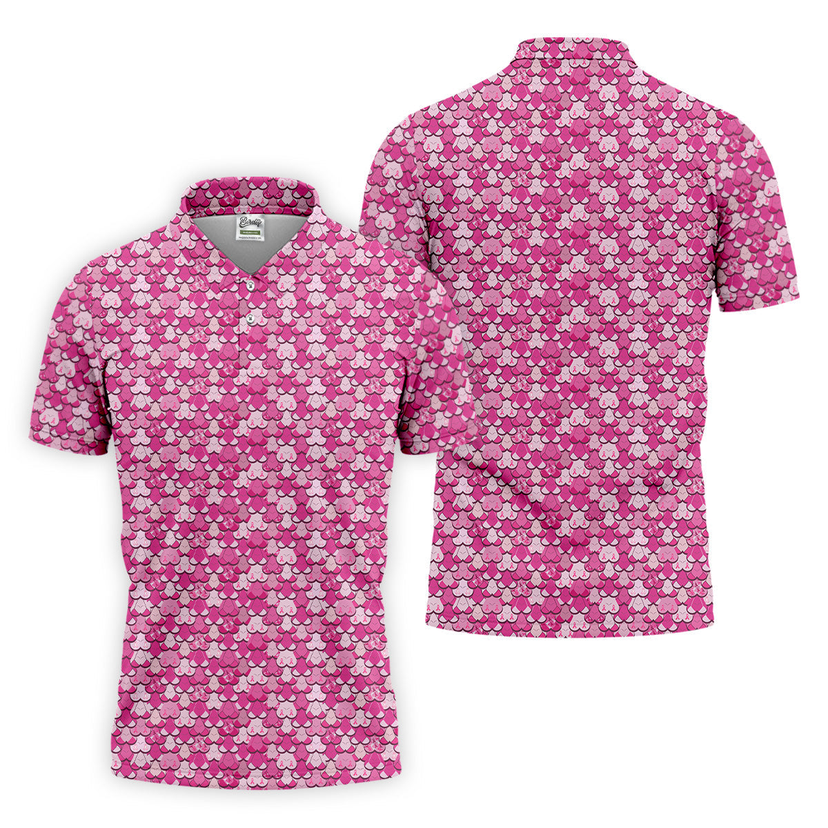 Pink Breast Cancer Men's Golf Shirt With Socks Free, Breast Cancer Awareness Gift