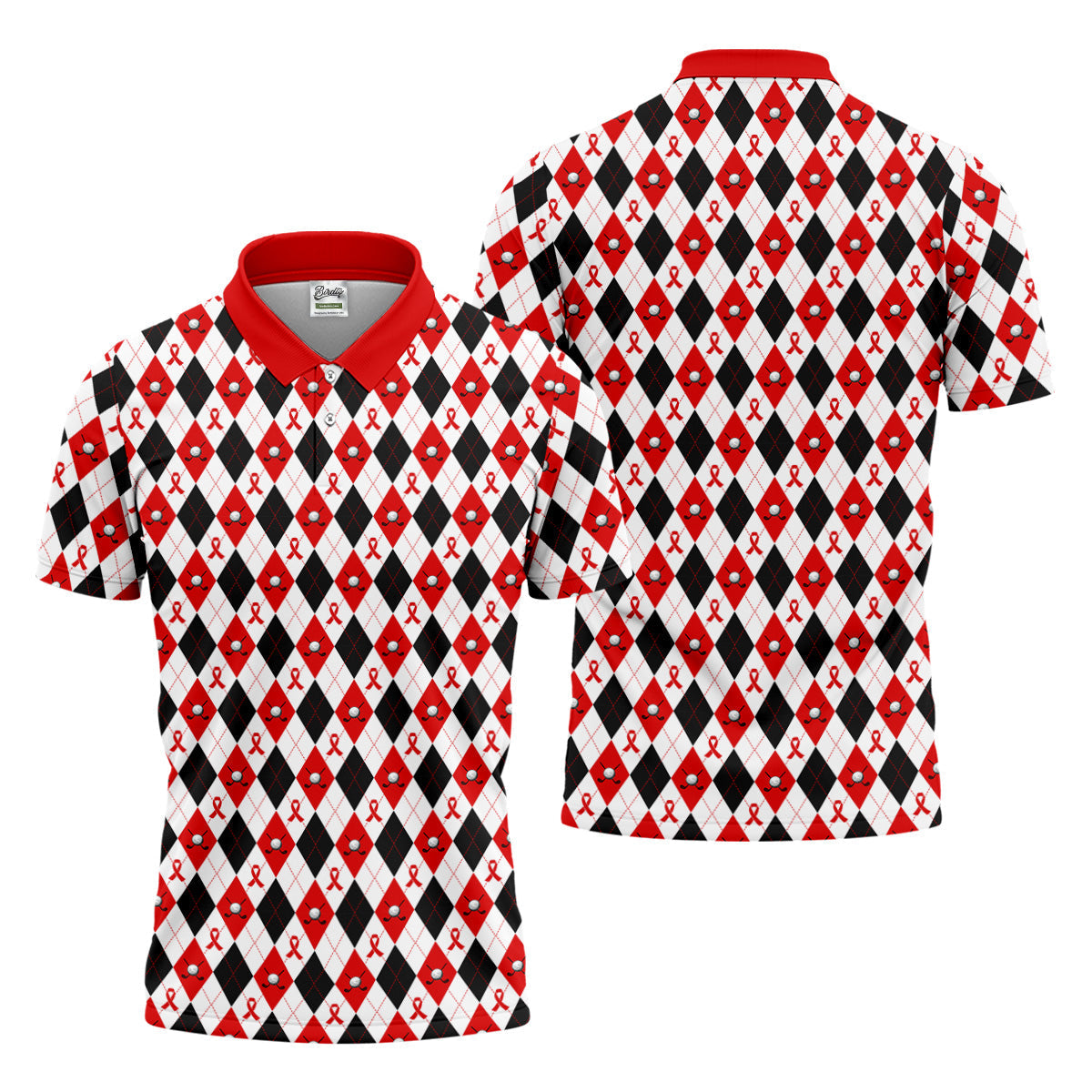 Red Painted Awareness Ribbon Aids Hiv Men's Polo ShirtS Awareness Shirt, Men Golf Shirt, Golf Gift For Men