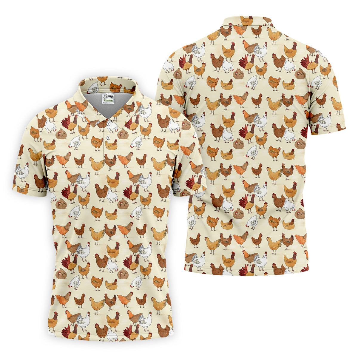 Chicken Family Custom Men's Funny Graphic Golf Polo ShirtChicken Lover Gifts, Dad Golf Gift