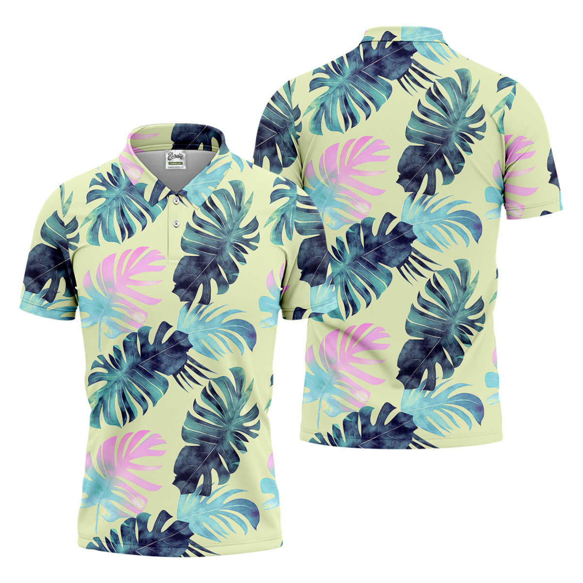 Tropical Palm Leaves Golf Tops For Men, Mens Golf Polo Shirt Unique Gift For Golfer, Golfing Apparel