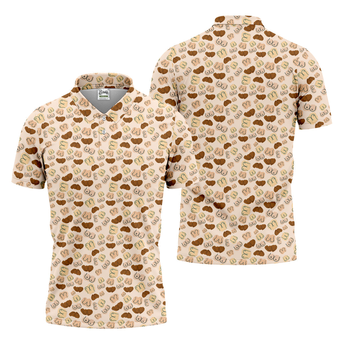 Beige Fun Men's Golf Polos, Cool Golf Polos, Mens Golf Polo Shirt Golf Gift For Men