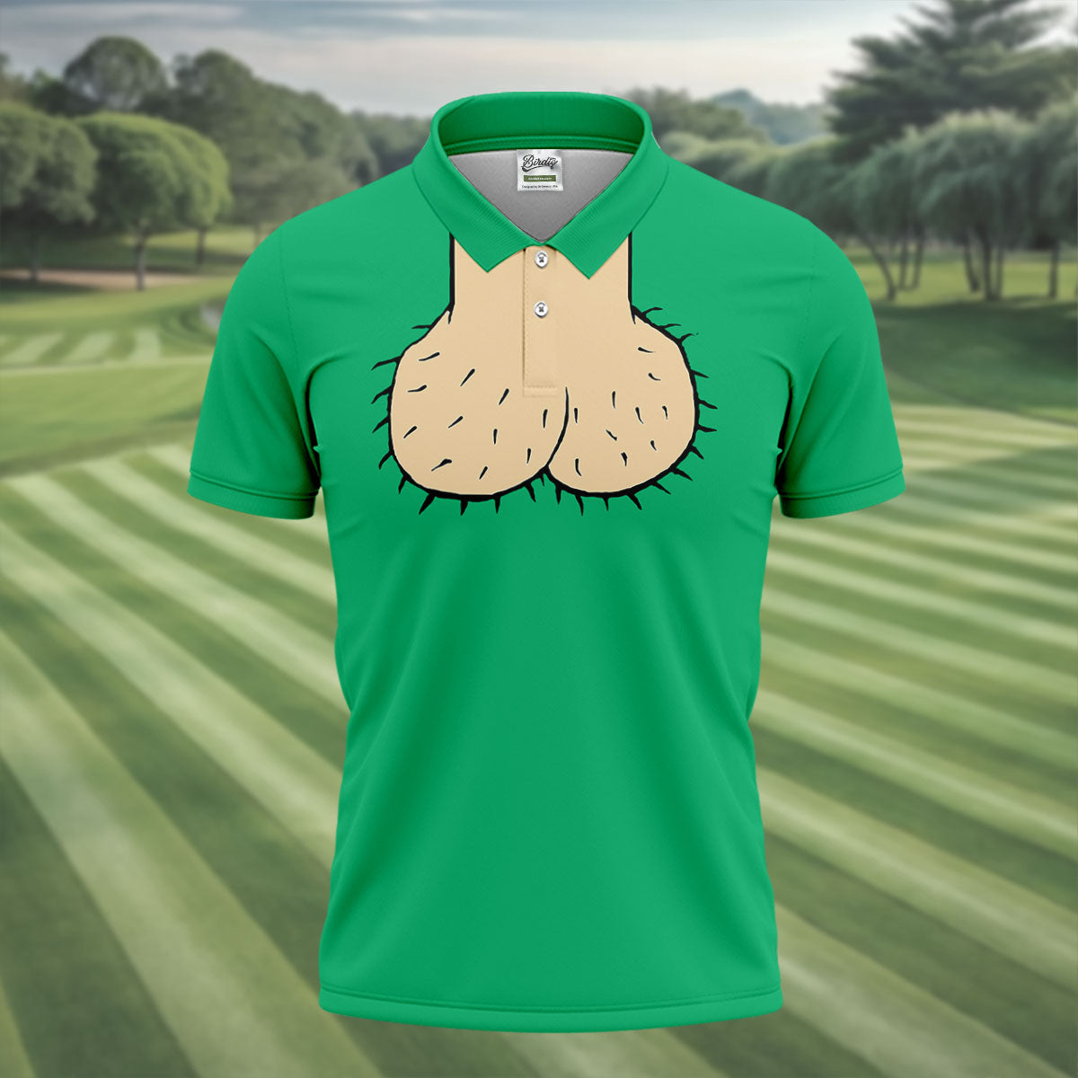 Green Funny Dickhead Faux Chest Golf Shirt, Men's Golf Shirt, Mens Polo Shirts