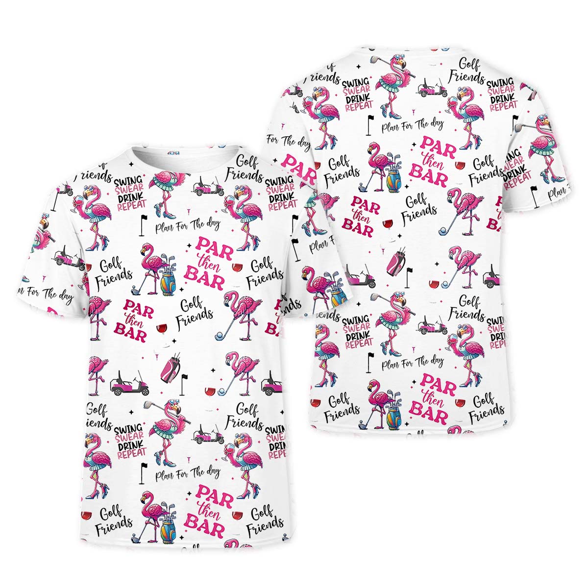 Par Then Bar Flamingo Funny Ladies Golf Polo ShirtCustom Funny Golf Shirt