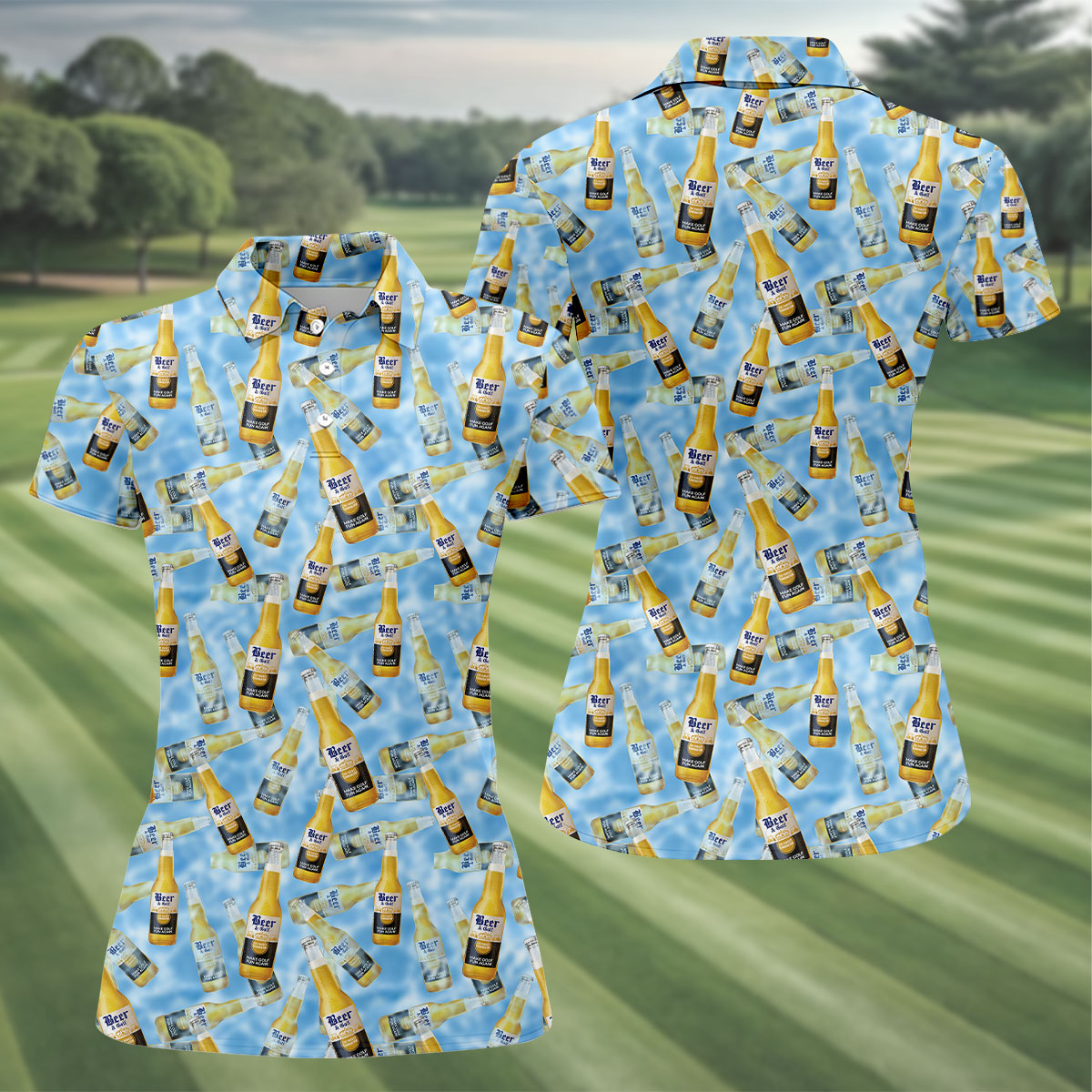 Beer And Golf The Perfect Combination Fun Women's Golf Shirts, Women's Golf Tops, Ladies Golf Shirts
