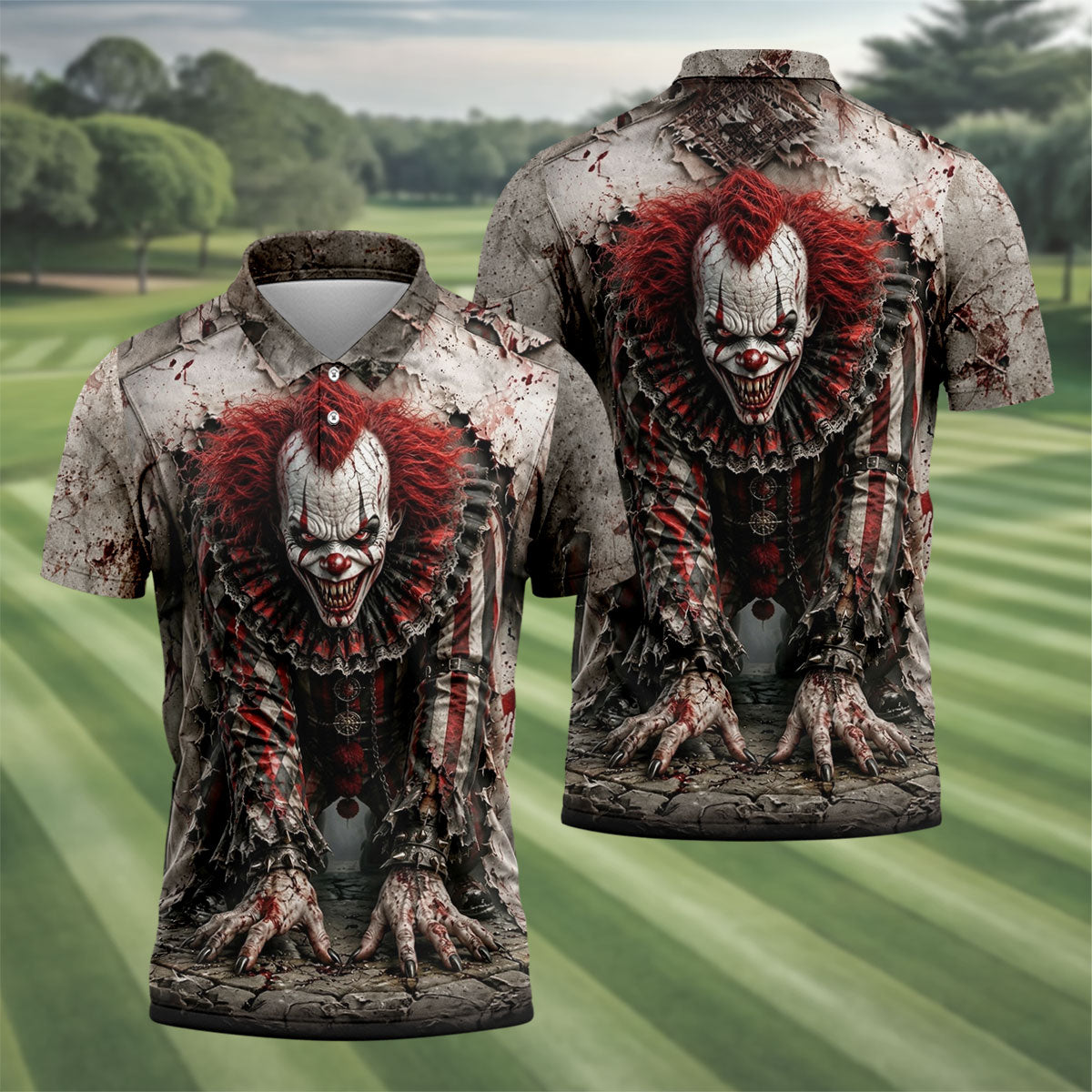 Halloween Horror Character Golf Shirt, Men's Golf Shirt, Hawaiian Golf Shirt For Men