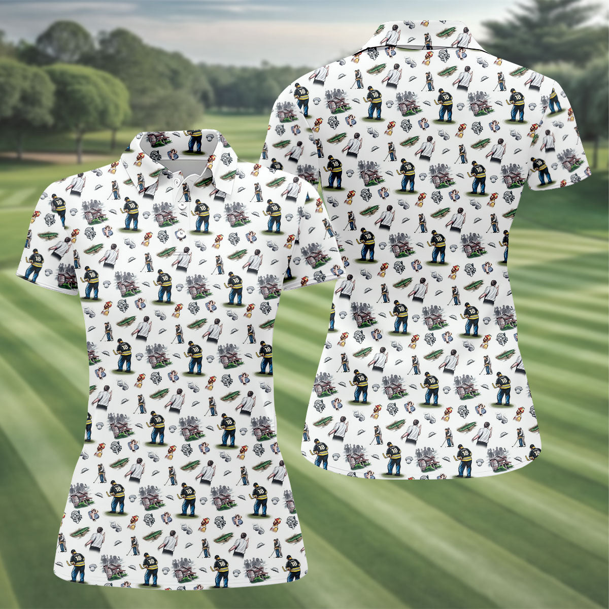 30th Anniversary Sport Movie Character Iconic Moments White Golf Shirt, Fun Women's Golf Shirts, Ladies Golf Shirt
