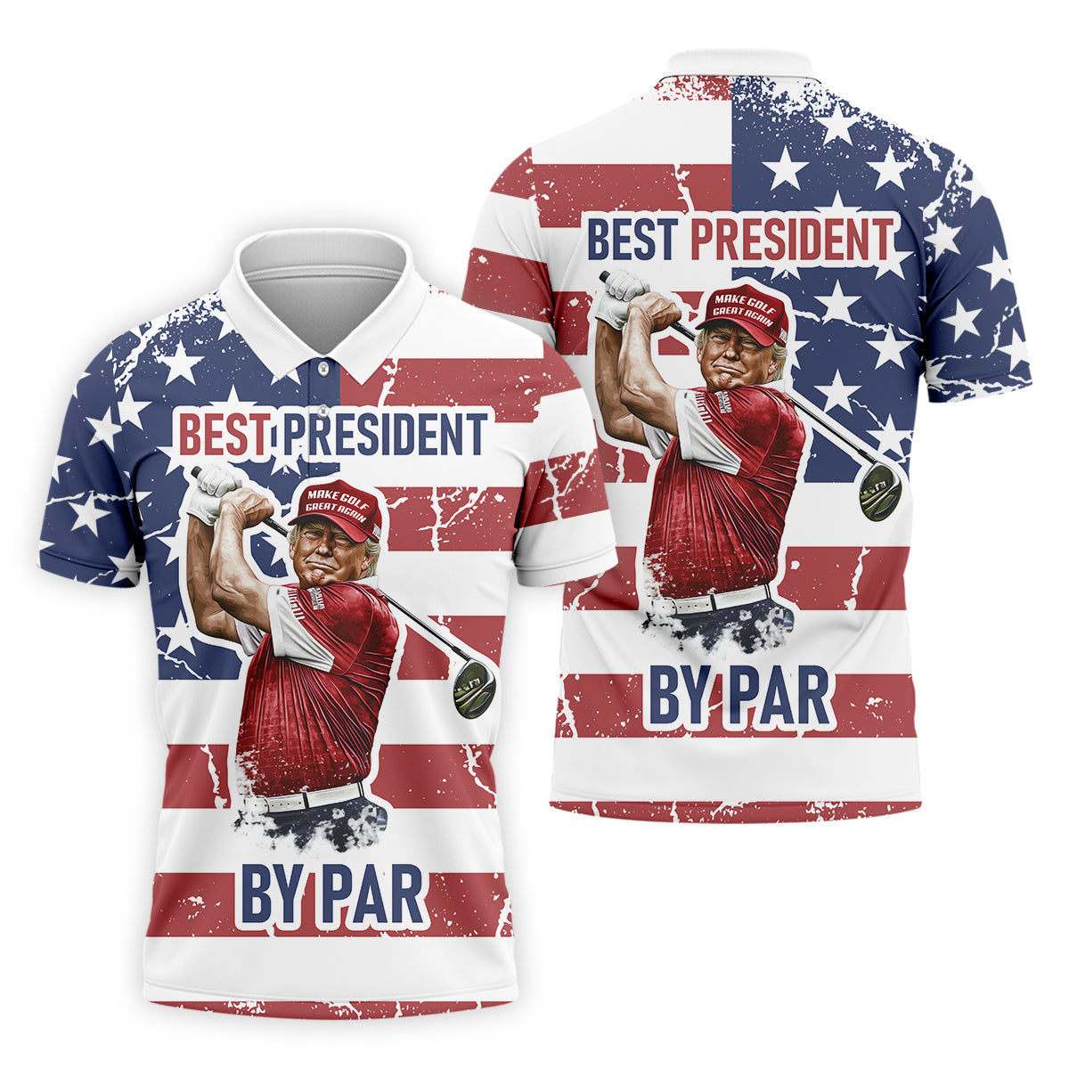 Best President By Par Men's Golf Polo ShirtFunny Trump Shirt, Christmas Golf Gift