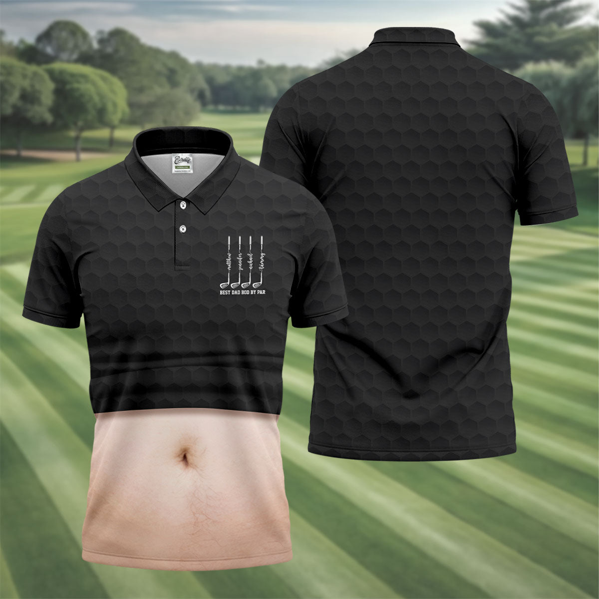 Best Dad Bod By Par Black Men's Funny Golf Polo Shirtr's Day Golf Shirt, Golf Gift For Dad