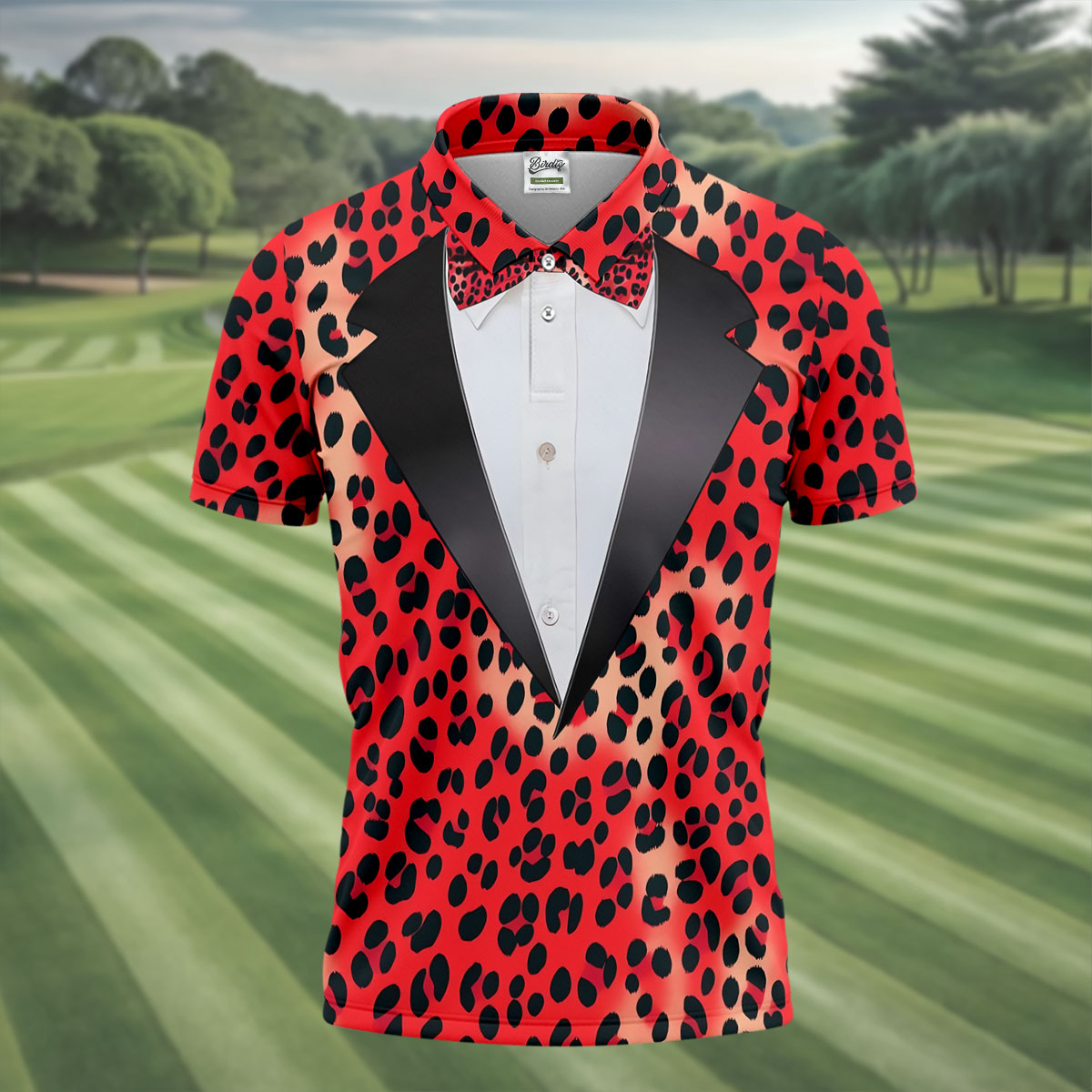 Red Leopard Funny Costume Hawaiian Golf Shirt, Polo Shirtor Men, Golf Shirts For Men
