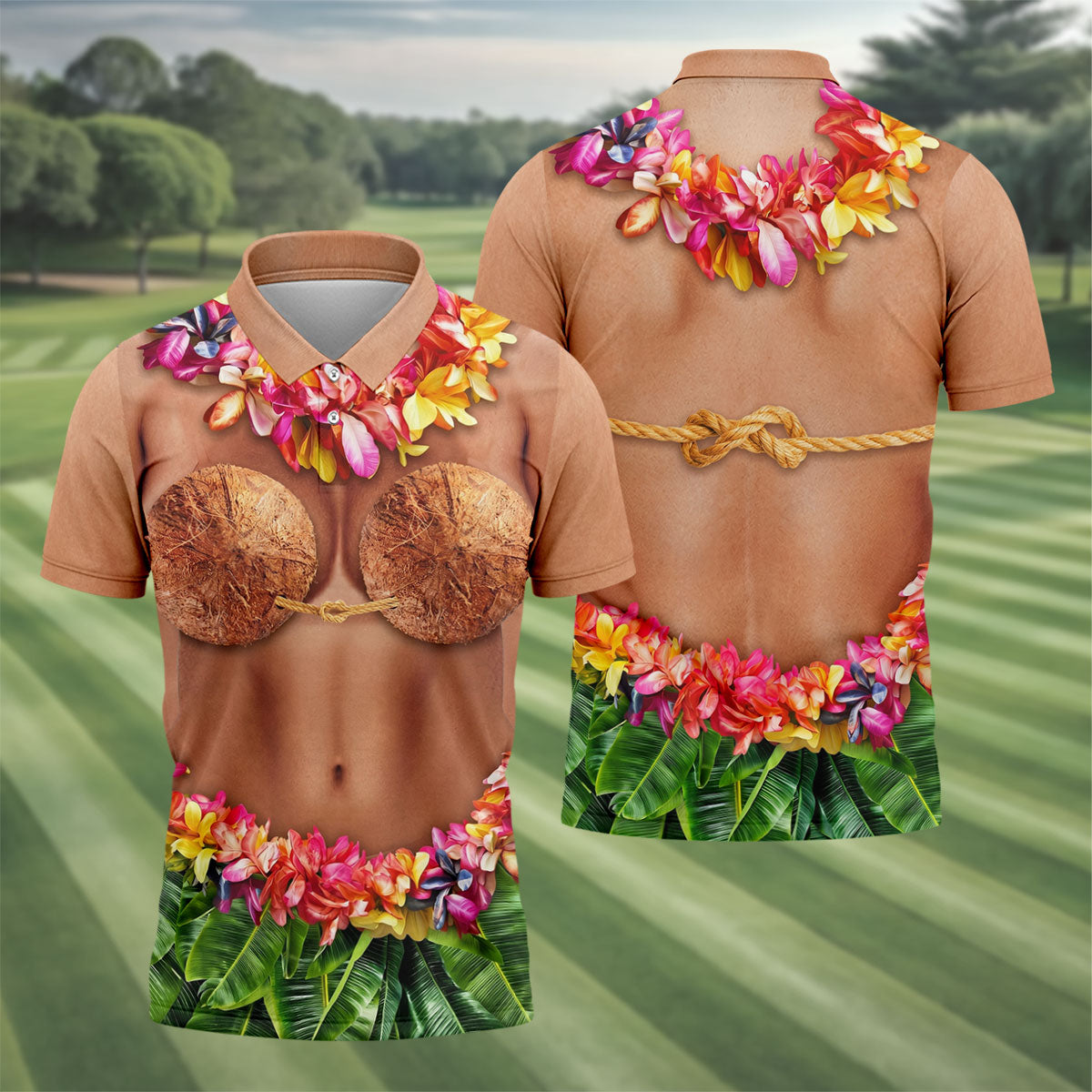 Tropical Theme Party Hawaiian Golf Shirt, Men's Funny Golf Shirts, Polo Shirt Men